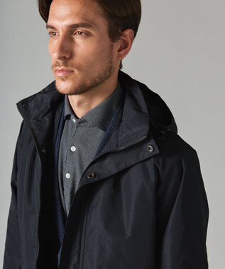 GOTAIRIKU 【ビジネスで着用可】メランジシャンブレー フーデッドブルゾン グレー系