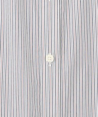 J.PRESS LADIES L 【洗える】BEZ ドビーストライプ シャツカラー ブラウス ネイビー×ピンクストライプ系