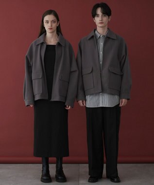 WEGO 【ユニセックス着用ITEM】メルトンショートZIPブルゾン ダークグレー