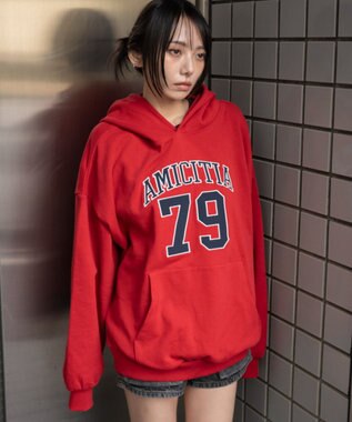 WEGO グラフィックビッグプルパーカー レッド