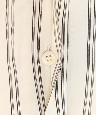 BEIGE， BOWEN / メタル釦ストライプシャツ Ecru Stripes