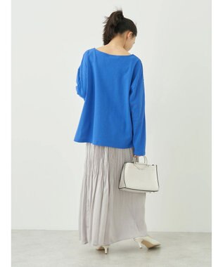 earth music&ecology レースプリントボーダープルオーバー Royal Blue