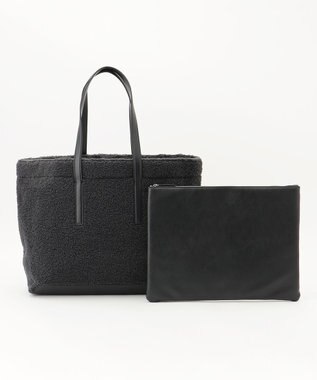 ICB ポーチ付き キャンバストート バッグ グレー系