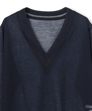 BEIGE， GOVERNOR / シアー Vネックチルデンニット Navy