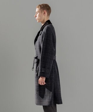 JOSEPH HOMME ニードルパンチグレンチェック　シングルブレストトレンチコート ネイビー系3