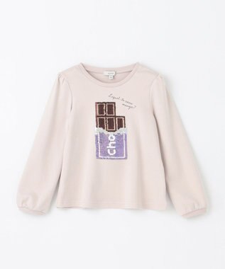ANY KIDS ミラクルスパンコール 長袖 Tシャツ ミルクティー