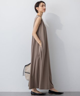 23区 L 【Oggi8月号掲載/接触冷感/洗える】ツイストコットンプレーティング スリーブレスワンピース ブラウン系