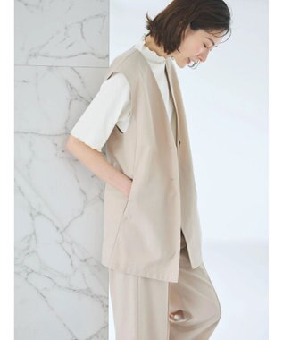 Green Parks 綿麻混シングルミディ丈ベスト Black