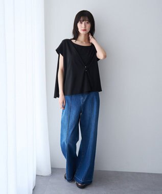 YECCA VECCA ピン付きドレープカットソー Black