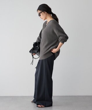 YECCA VECCA 2wayヘンリーネックルーズニット Charcoal Gray
