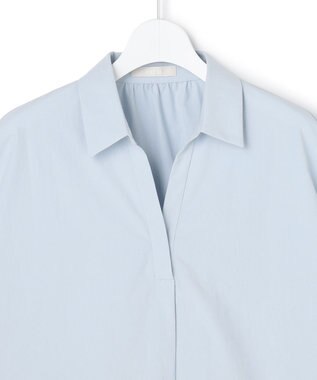 ICB 【先行予約】ヴィンテージスパンブロード シャツカラードルマンスリーブブラウス サックスグレー