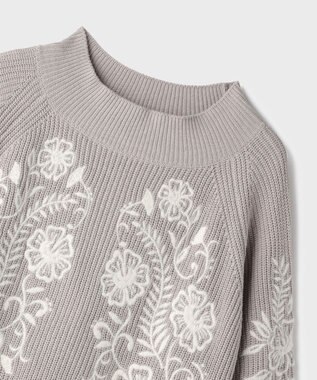 GRACE CONTINENTAL エンブロイダリーニットワンピース グレー