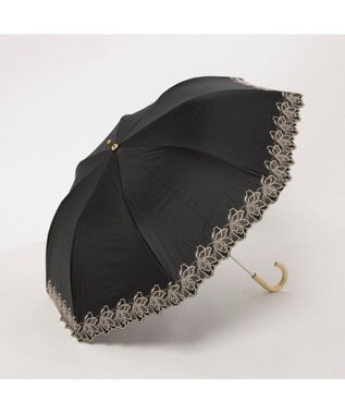 UNBILLION カシュネ cachenez / PUフラワーラメ刺繍トップレス2段折りたたみ傘 ブラック