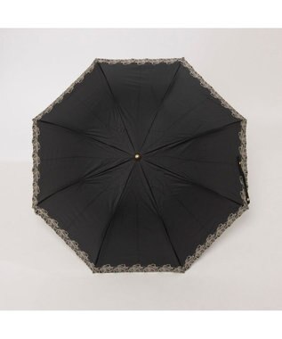 UNBILLION カシュネ cachenez / PUフラワーラメ刺繍トップレス2段折りたたみ傘 ブラック