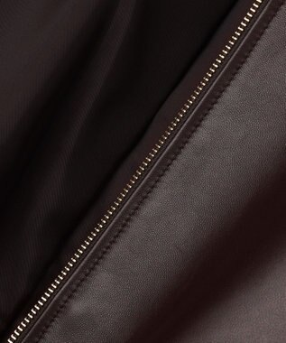 23区 L ラムレザー ステンカラーブルゾン ダークブラウン系
