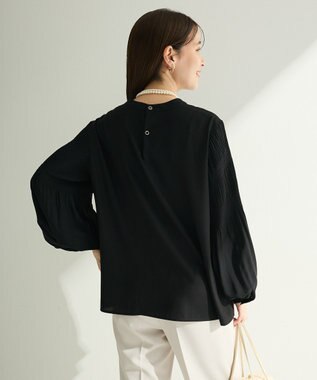 Green Parks Ｏ．袖プリーツブラウス Black