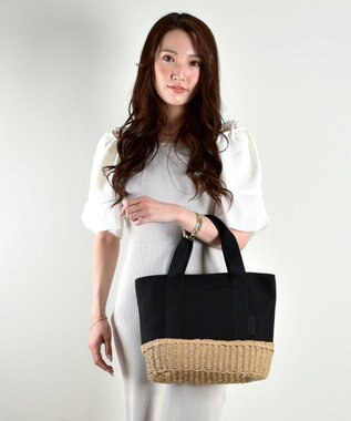 LA BAGAGERIE 【maison vert】 【ペーパー素材・撥水キャンバス】キャンバスコンビかごバッグ