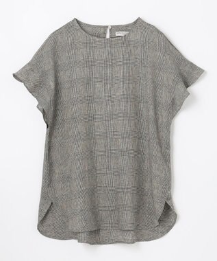 ANY 【洗える】ライトリネンクロスフレアスリーブ ブラウス グレンチェック