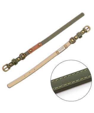 PET PARADISE ペットパラダイス 合皮 首輪 《カーキ》 小型犬 ３S カーキ