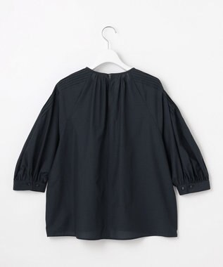 自由区 【カタログ掲載】シアーソフトシャンブレークロップド丈 ブラウス ネイビー