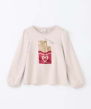 ANY KIDS ミラクルスパンコール 長袖 Tシャツ ミルクティー