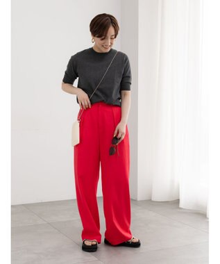 Te chichi 14G天竺ハーフスリーブニットプルオーバー グレー