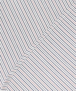 J.PRESS LADIES L 【洗える】BEZ ドビーストライプ シャツカラー ブラウス ネイビー×ピンクストライプ系