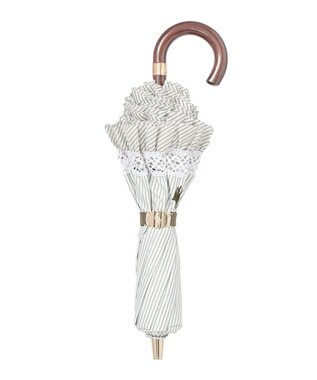 MOONBAT 【遮光/晴雨兼用日傘】POLO RALPH LAUREN（ポロラルフローレン）折りたたみ日傘 ストライプフリル 遮熱 遮光 UV カーキー