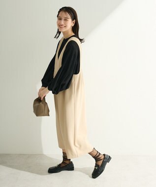 Green Parks Ｏ．袖プリーツブラウス Black