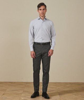 GOTAIRIKU 【シワになりにくい/ストレッチ/洗える】ウールライク シャツ_カッタウェイカラー スカイブルー系