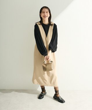 Green Parks Ｏ．袖プリーツブラウス Black