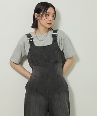 Green Parks ・ＳＵＧＡＲ　ＳＰＯＯＮ　デニムコルセットオールインワン Black