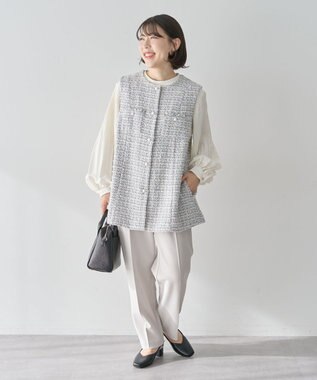 Green Parks Ｏ．袖プリーツブラウス Ecru