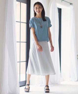 J.PRESS LADIES L 【接触冷感】コットンスムース フレンチスリーブ カットソー シーグリーン系