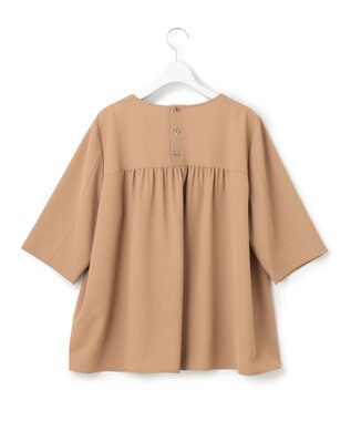 23区 L 【Lサイズ限定/洗える】ハイストレッチツイル ブラウス キャメル系