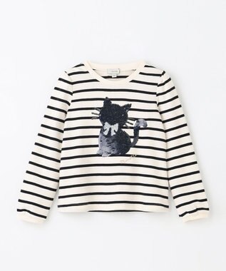 ANY KIDS ミラクルスパンコール 長袖 Tシャツ ボーダー