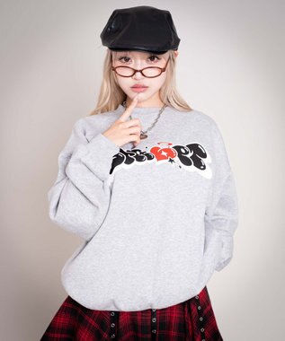 WEGO 【ユニセックス着用ITEM/MLサイズ展開】ハートモチーフプルオーバー 杢グレー