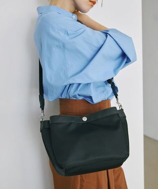 TOPKAPI 【Breath TOPKAPI】防水ナイロン レザーコンビ ショルダーバッグ ブラック