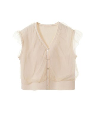 earth music&ecology チュールドッキングノースリカーディガン Off White