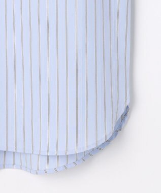 J.PRESS LADIES S BEZコットンナイロン ストライプ フリル襟 ブラウス サックス×ホワイト×ベージュ系