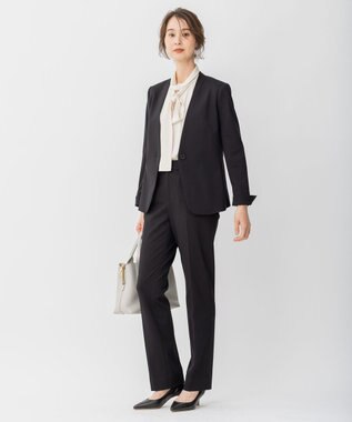 自由区 L 【洗える】WASHABLEPONTE テーパードパンツ ブラック系