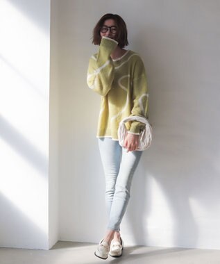 WEGO 【25年秋冬新作】ニュアンスライン配色プルオーバー グリーンその他