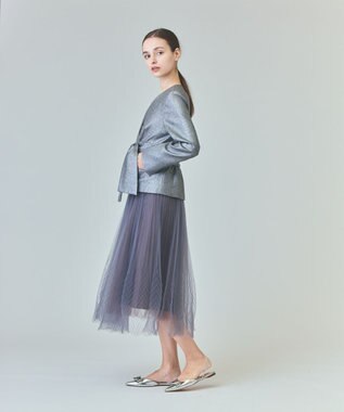 GRACE CONTINENTAL ラメWOOLボウジャケット グレー