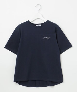 J.PRESS LADIES L エンブロイダリー ロゴ Tシャツ ネイビー系