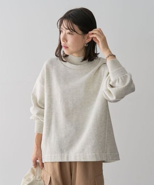 Green Parks 配色リブニットドッキング裏起毛プルオーバ Oatmeal