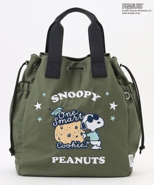 Y'SACCS SNOOPYデザイン 2way巾着トート(クッキー） カーキ