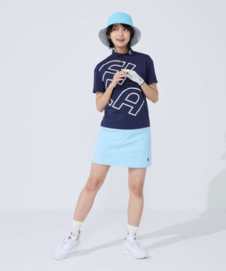FILA GOLF／marie claire 【FILA GOLF】 シンプルロゴ半袖モックネックシャツ ネイビー
