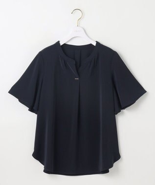 ANY SIS 【接触冷感・吸水速乾・UVカット】サラキレイ スキッパー ブラウス ネイビー