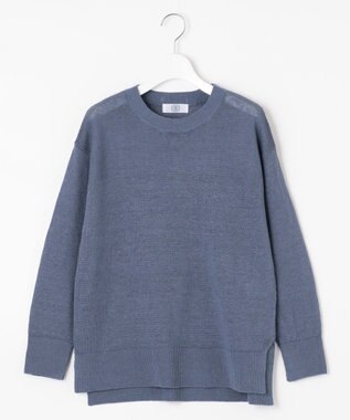 J.PRESS LADIES 【洗える・吸水速乾】 マーセライズコードリネン ニット ダルブルー系