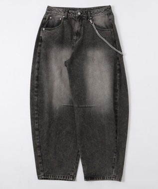 WEGO チェーン付きバルーンデニムパンツ デニムブラックソノタ